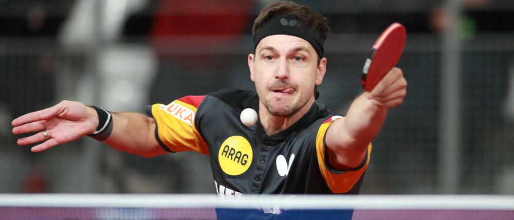 Spielt immer noch. Timo Boll, der am Sonntag für einen weiteren EM-Titel aufschlägt.
