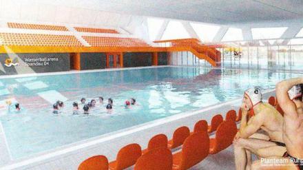 Simulation der geplanten Wasserball-Arena der Wasserfreunde Spandau 04 in Berlin-Spandau.