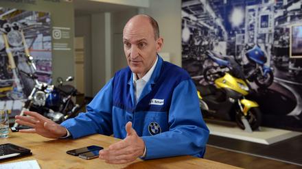 Helmut Schramm, der Werksleiter des BMW Group Werks Berlin beim Tagesspiegel-Interview im Motorradwerk in Spandau. Der 54-jährige ist in Franken geboren, aber in Spandau aufgewachsen und führt die Produktion seit 2017.