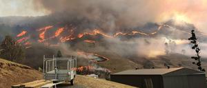 Qualmwolken eines Buschfeuers verdunkeln den Himmel über der Gold Coast.