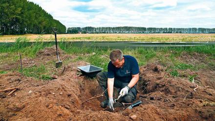 Joachim Kozlowski im Oderbruch, an der Straße zwischen den Dörfern Wollup und Zechin.