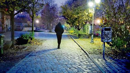 Der Görlitzer Park bei Dämmerung. 