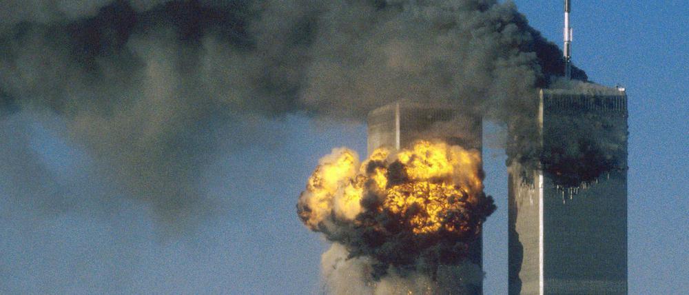 Das World Trade Center in New York nach dem Terroranschlag am 11. September.