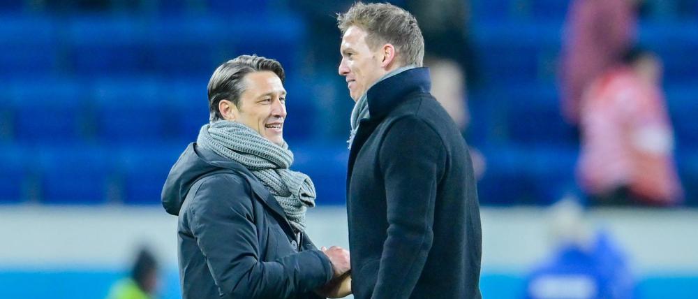 Das wird spannend. Münchens Trainer Niko Kovac (l) und Leipzigs Trainer Julian Nagelsmann.