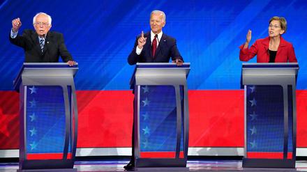 Die drei Favoriten: Bernie Sanders, Joe Biden und Senator Elizabeth Warren (von links). 