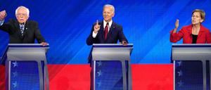 Die drei Favoriten: Bernie Sanders, Joe Biden und Senator Elizabeth Warren (von links). 
