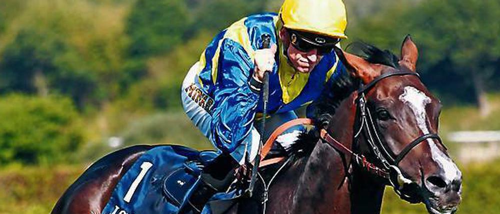 Stammgast. Jockey Filip Minarik ist auch am Sonnabend wieder in Hoppegarten am Start.