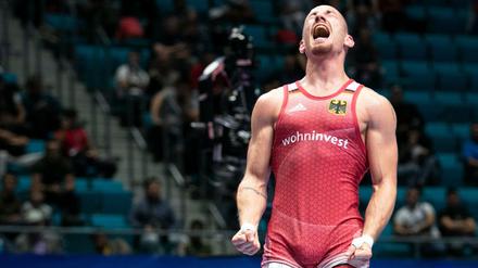 Jubelschrei. Der deutsche Ringer Frank Stäbler holt WM-Bronze.
