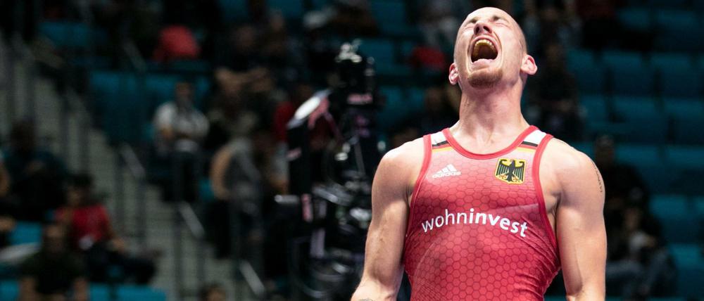 Jubelschrei. Der deutsche Ringer Frank Stäbler holt WM-Bronze.