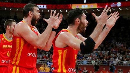 Weltmeister. Marc Gasol (l.) and Rudy Fernandez feiern.