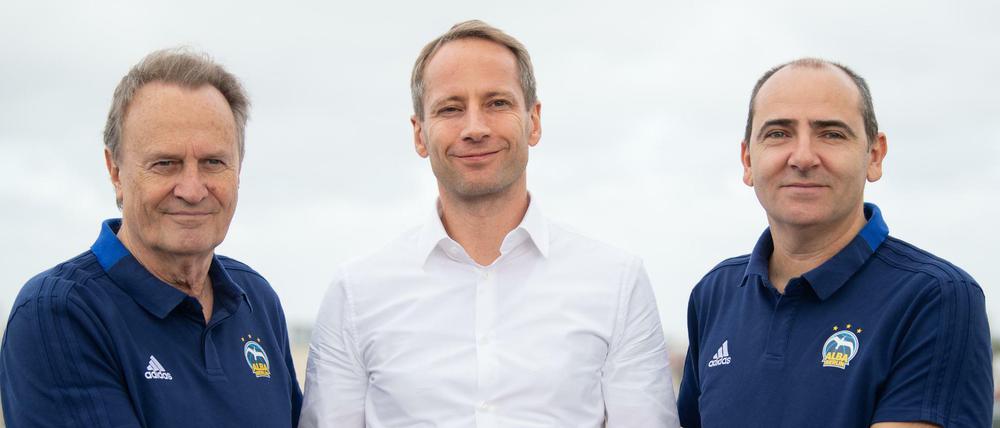 Weiter geht's. Trainer Aito Garcia Reneses (von links), Aufsichtsrat Axel Schweitzer und Sportdirektor Himar Ojeda arbeiten schon seit mehr als zwei Jahren bei Alba zusammen. 