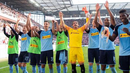 Die Gladbacher konnten nach dem 0:1-Auswärtssieg ausgiebig feiern.