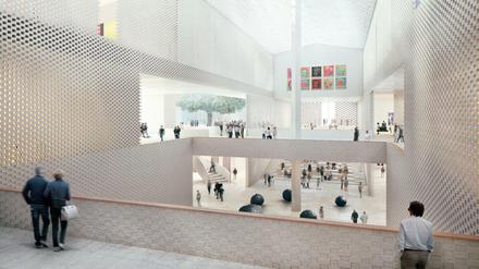 Innenansicht des geplanten Museums. So soll der Bau des Architekturbüros Herzog &amp; de Meuron aussehen, wenn er fertig ist. 