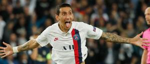 Zungenjubel. Angel Di Maria von Paris feiert sein zweites Tor gegen Real Madrid.