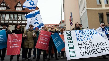 Nie wieder "Kauf nicht bei Juden!": Demonstranten gegen den BDS in Göttingen. 