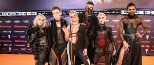 Archiv: Die isländische Band Hatari beim ESC 2019 in Tel Aviv. 