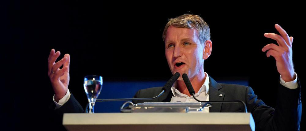 Björn Höcke bei einem Wahlkampfauftritt am Donnerstag im thüringischen Arnstadt.