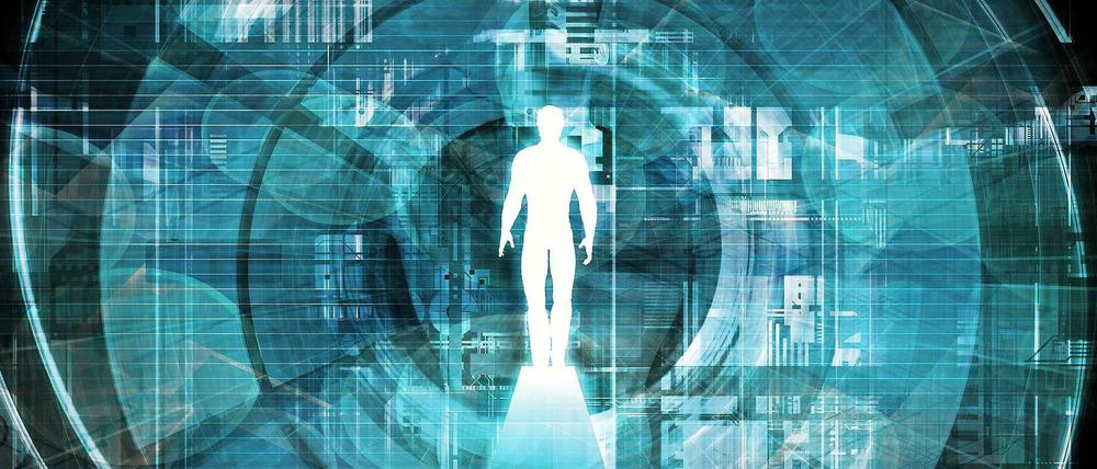 Mensch im Datenstrom. Der Protagonist in Phillip Schönthaler Roman wird Opfer eines Softwarefehlers, auch Glitch genannt.