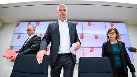 Sie sollen und wollen es machen: Michael Stübgen (l), kommissarischer Parteivorsitzender der CDU Brandenburg, Dietmar Woidke (M), Ministerpräsident, Ursula Nonnemacher, Grünenfraktionsvorsitzende.