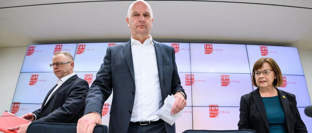 Sie sollen und wollen es machen: Michael Stübgen (l), kommissarischer Parteivorsitzender der CDU Brandenburg, Dietmar Woidke (M), Ministerpräsident, Ursula Nonnemacher, Grünenfraktionsvorsitzende.
