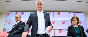 Sie sollen und wollen es machen: Michael Stübgen (l), kommissarischer Parteivorsitzender der CDU Brandenburg, Dietmar Woidke (M), Ministerpräsident, Ursula Nonnemacher, Grünenfraktionsvorsitzende.