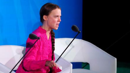 Greta bei ihrer sehr entschiedenen, teils wütenden Rede vor der UN-Vollversammlung.