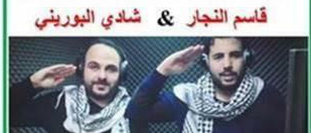 Auf deutsch und arabisch weist das Plakat auf das Konzert der beiden Rapper hin.