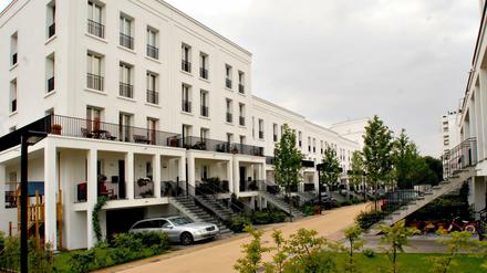 Townhouse-Siedlung "Prenzlauer Gärten" am Volkspark Friedrichshain in Berlin.