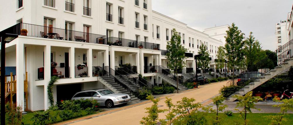 Townhouse-Siedlung "Prenzlauer Gärten" am Volkspark Friedrichshain in Berlin.