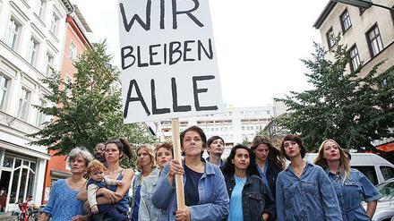 Gemeinsam gegen die Gentrifizierungs-Tristesse. Bild aus dem Musical „Stadt unter Einfluss“.