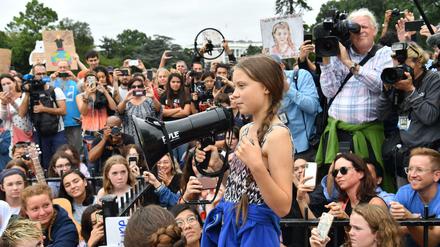 Greta Thunberg Mitte September bei einem Klima-Protest vor dem Weißen Haus in Washington.