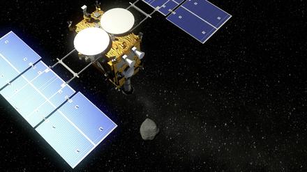 Die japanische Raumsonde „Hayabusa2“ hat vor der Rückkehr zur Erde den letzten Roboter zur Erkundung des Asteroiden „Ryugu“ abgesetzt.
