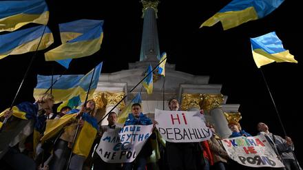 In Kiew gab es Proteste gegen die Einigung mit Russland. 
