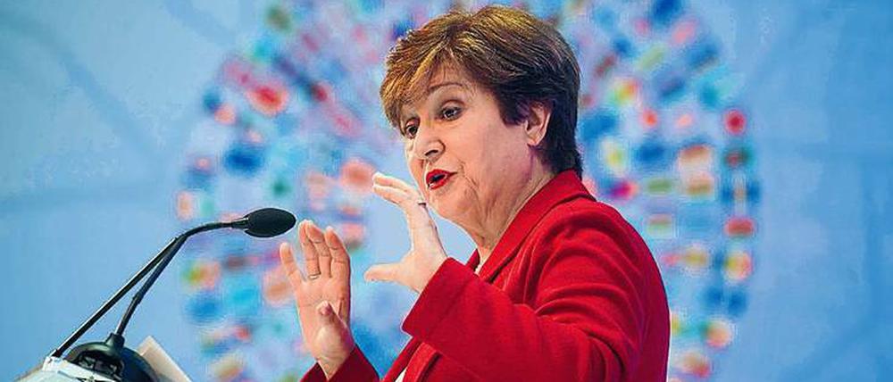 Kristalina Georgiewa bei ihrer ersten Rede als IWF-Chefin.