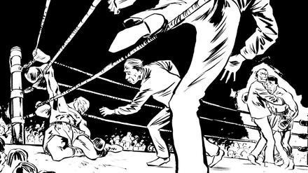 Bewusstlos in den Seilen: Eine Szene aus „Knock Out!“.