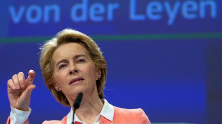 Ursula von der Leyen während einer Pressekonferenz in der Brüsseler EU-Zentrale. 
