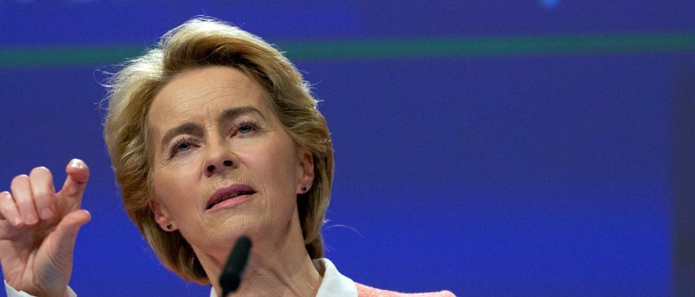 Ursula von der Leyen während einer Pressekonferenz in der Brüsseler EU-Zentrale.