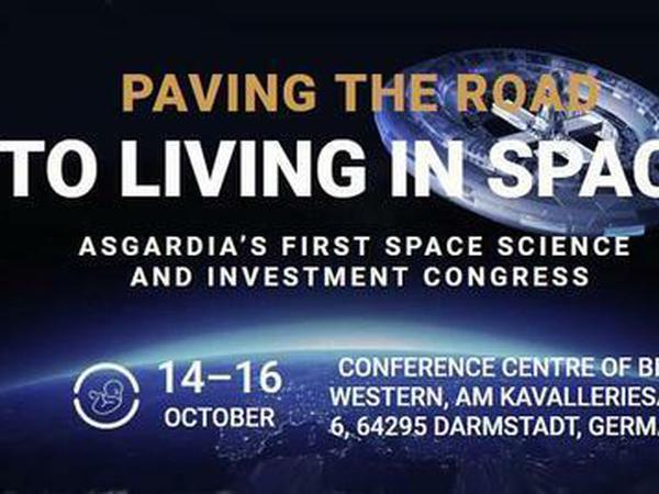 Kongressplakat der Asgardia-Tagung in Darmstadt 2019.