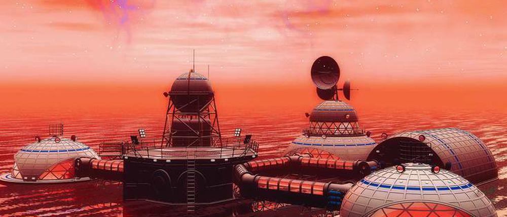 Simulation einer Station auf einem fernen Planeten.