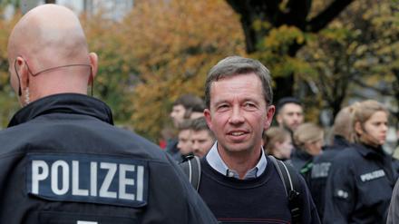Bernd Lucke, Wirtschaftswissenschaftler und AfD-Mitbegründer nach seiner verhinderten Antrittsvorlesung.
