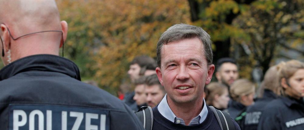 Bernd Lucke, Wirtschaftswissenschaftler und AfD-Mitbegründer nach seiner verhinderten Antrittsvorlesung.