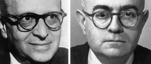 Max Horkheimer (links) und Theodor W. Adorno auf zwei undatierten Aufnahmen.