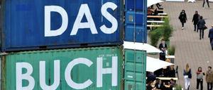 Container für Content. Installation auf dem Messegelände.