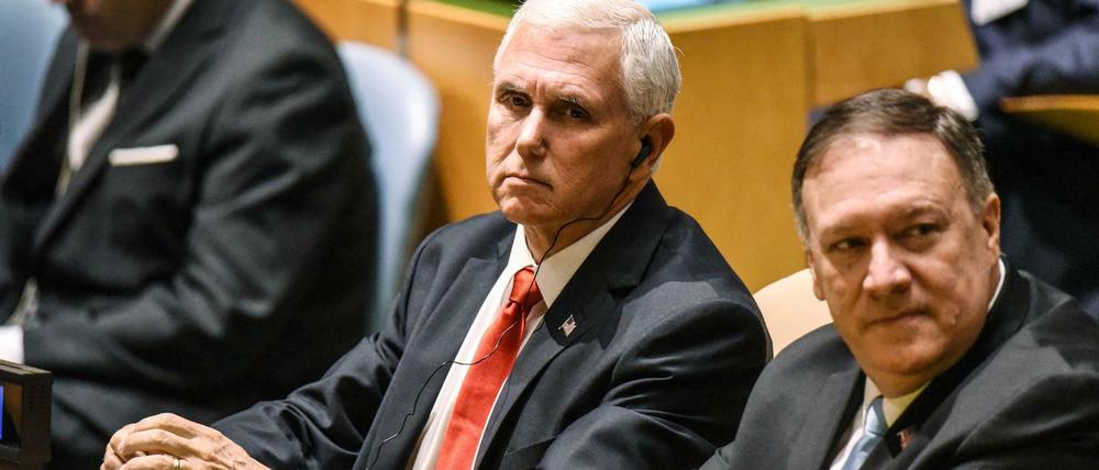 US-Vizepräsident Mike Pence und Außenminister Mike Pompeo, hier bei den Vereinten Nationen. 