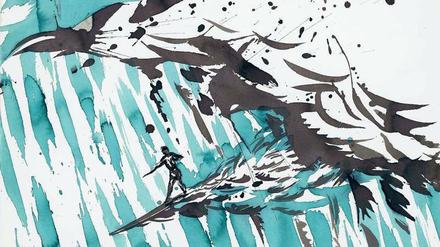 Zeichnung „Ohne Titel („Outside!“) von Raymond Pettibon. 