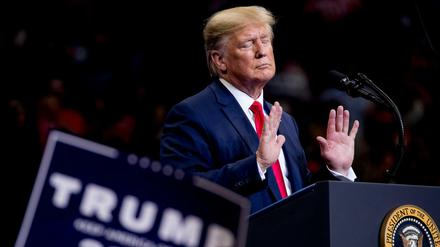 Donald Trump, Präsident der USA, bei einer Wahlkampfkundgebung. 