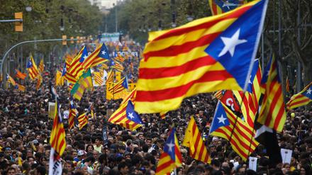 Demonstranten beim Generalstreik in Barcelona