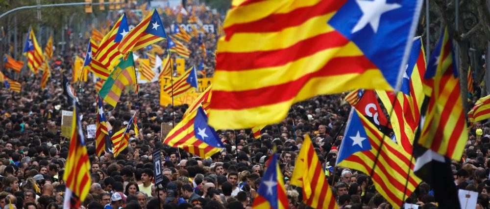 Demonstranten beim Generalstreik in Barcelona