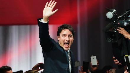 Jubelnder Wahlsieger: Justin Trudeau, Premierminister von Kanada