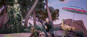 Zwischenstopp auf der Insel. Lightbulb Man ist erschöpft.